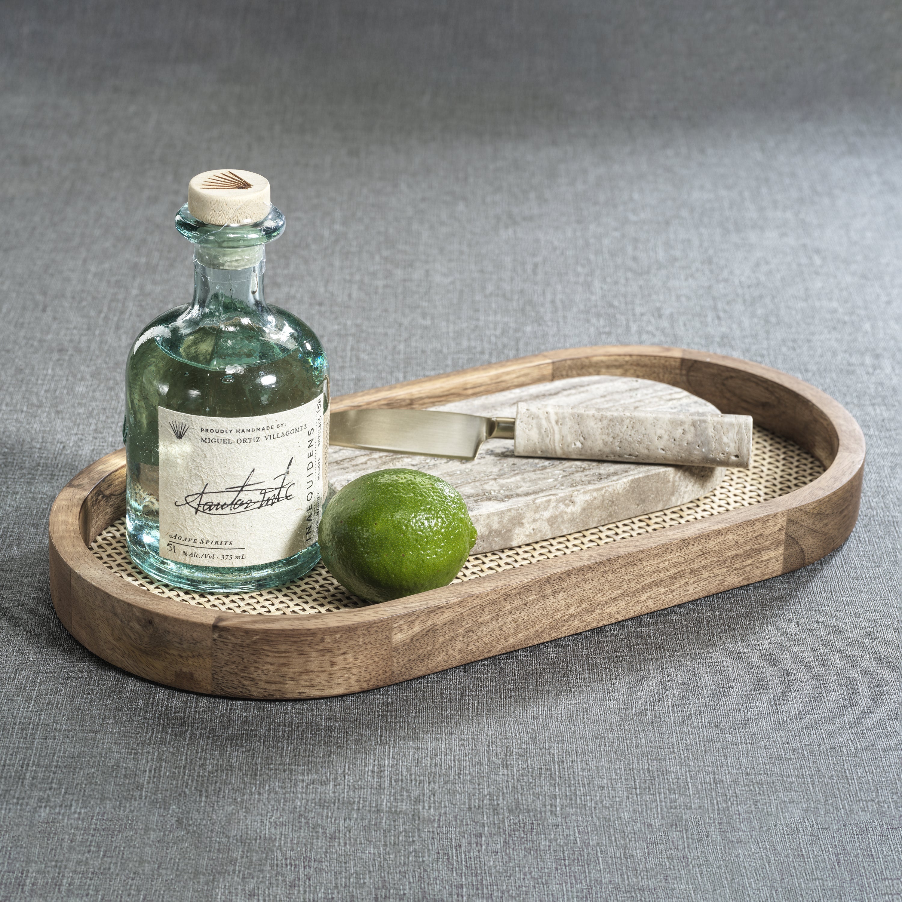 Zodax Serveware Marble Cutting Board with Cutting Knife - Travertine