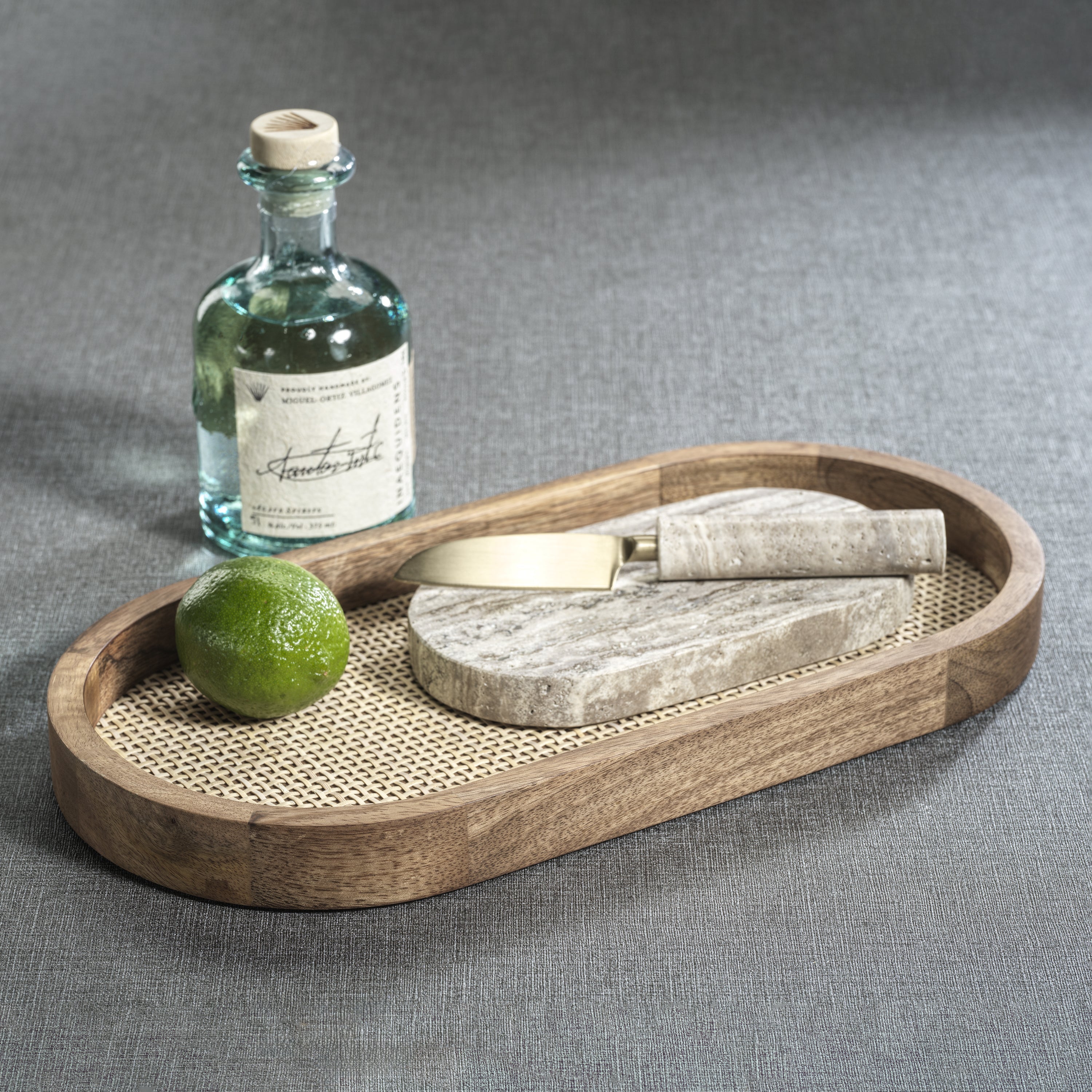 Zodax Serveware Marble Cutting Board with Cutting Knife - Travertine