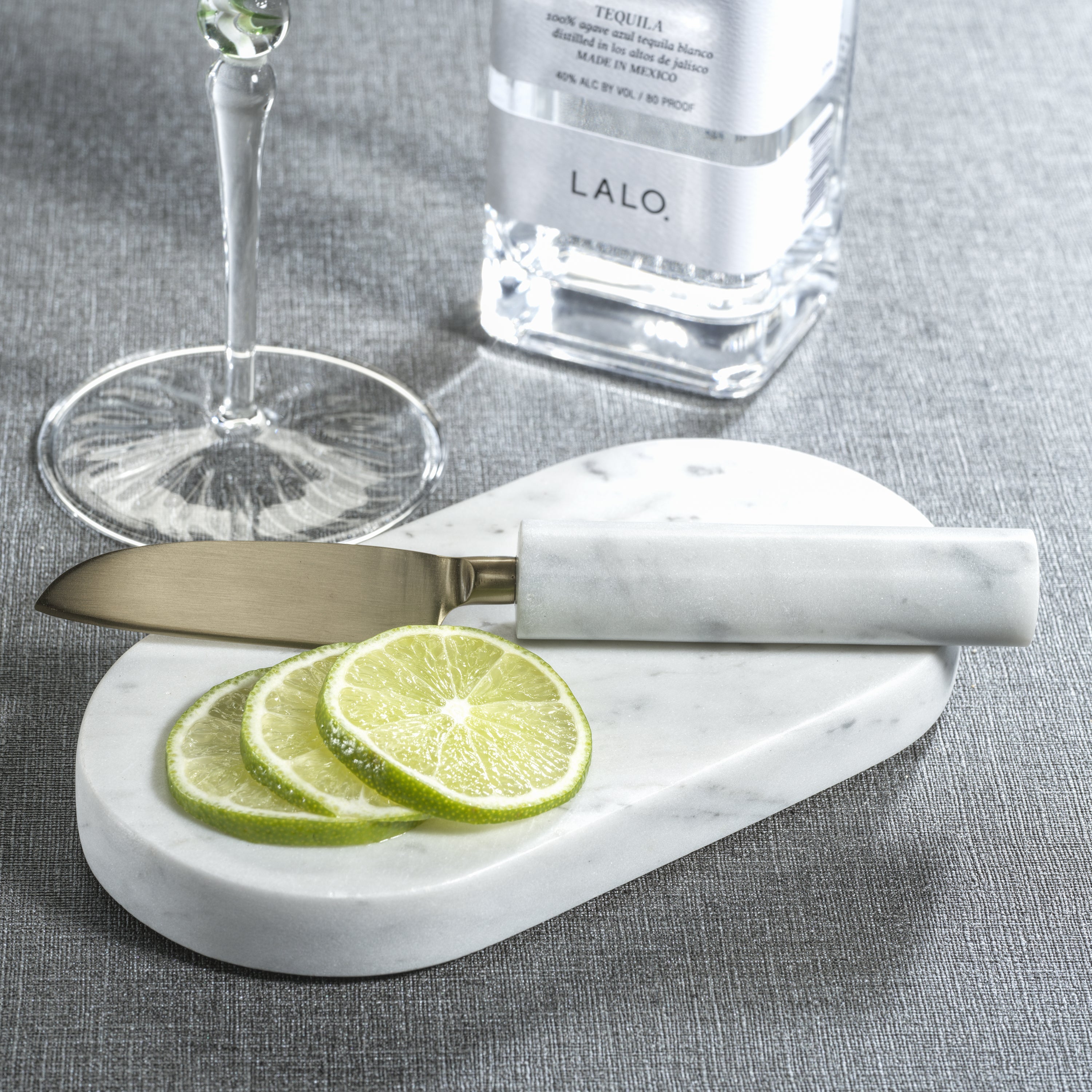 Zodax Serveware Marble Cutting Board with Cutting Knife - White