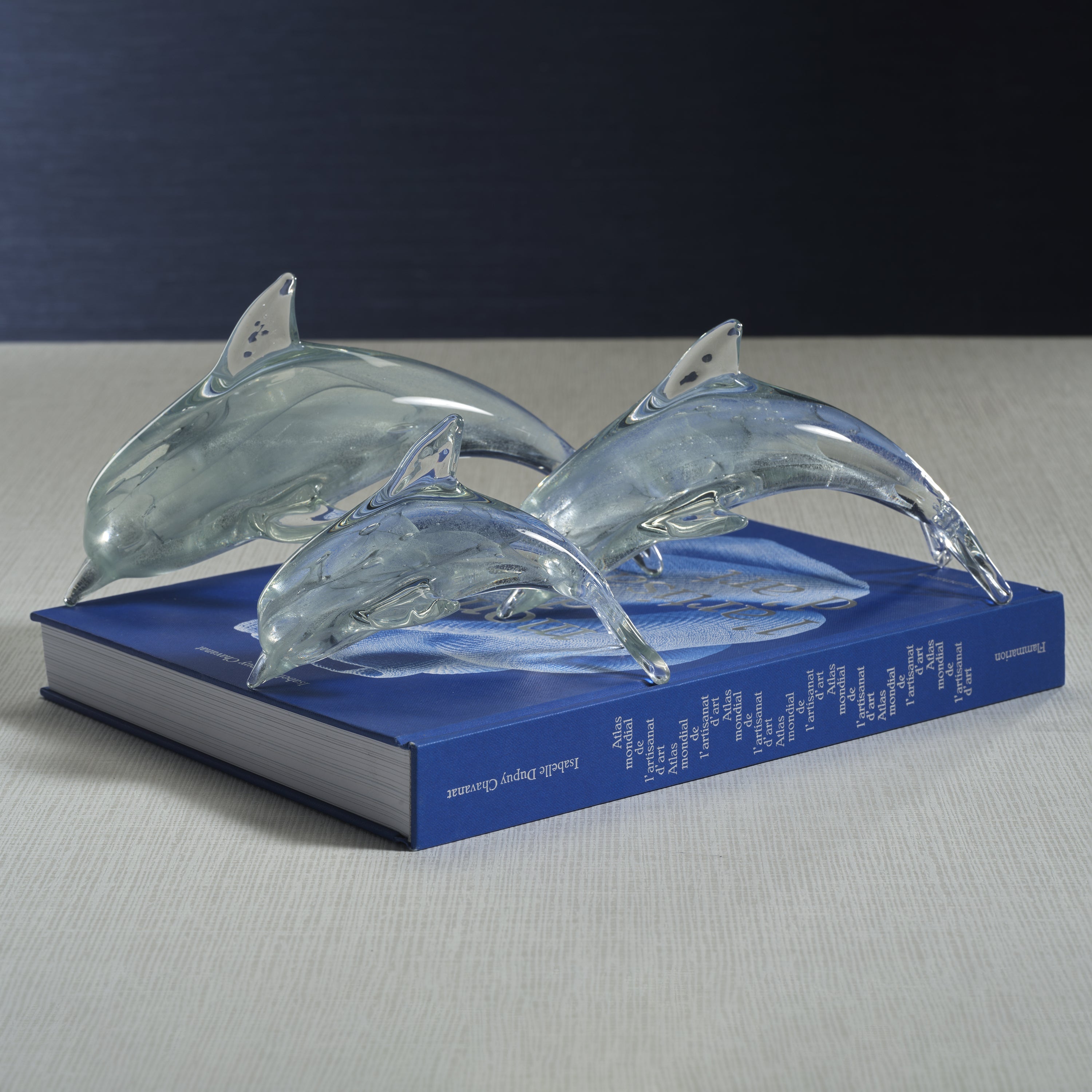 Zodax Home Decor Marinella Decorative Glass Dolphin - Gray - 10 in