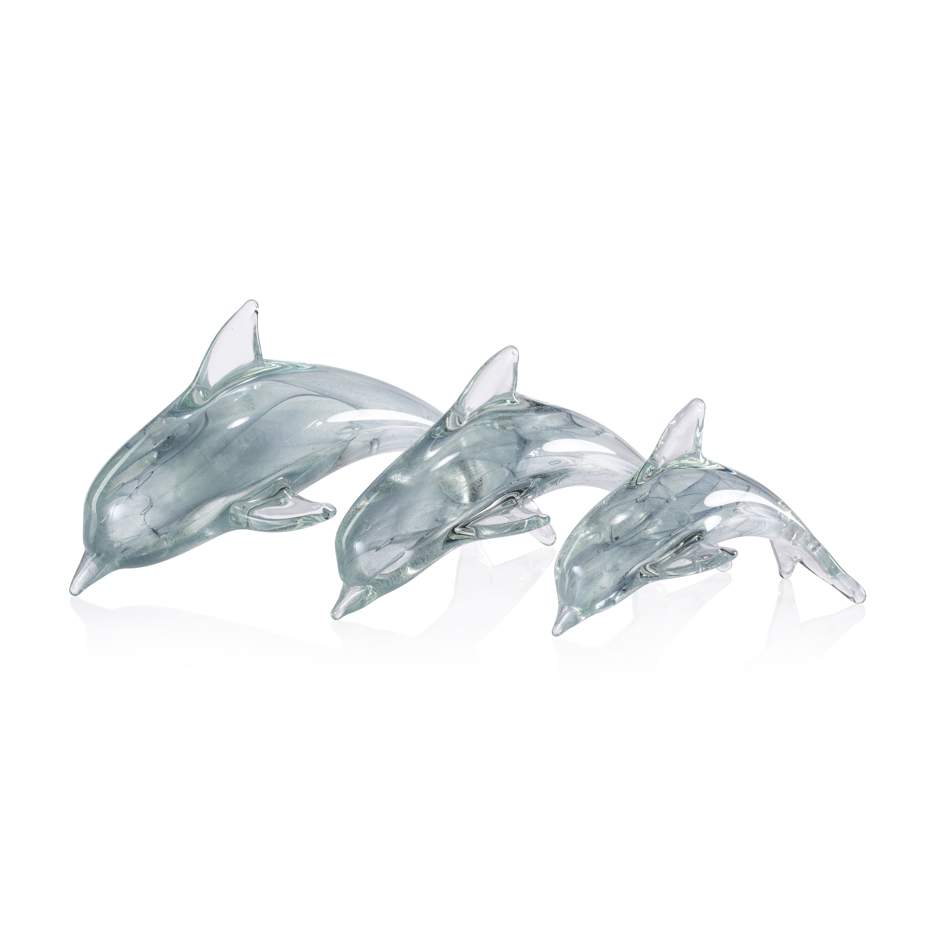 Zodax Home Decor Marinella Decorative Glass Dolphin - Gray - 10 in