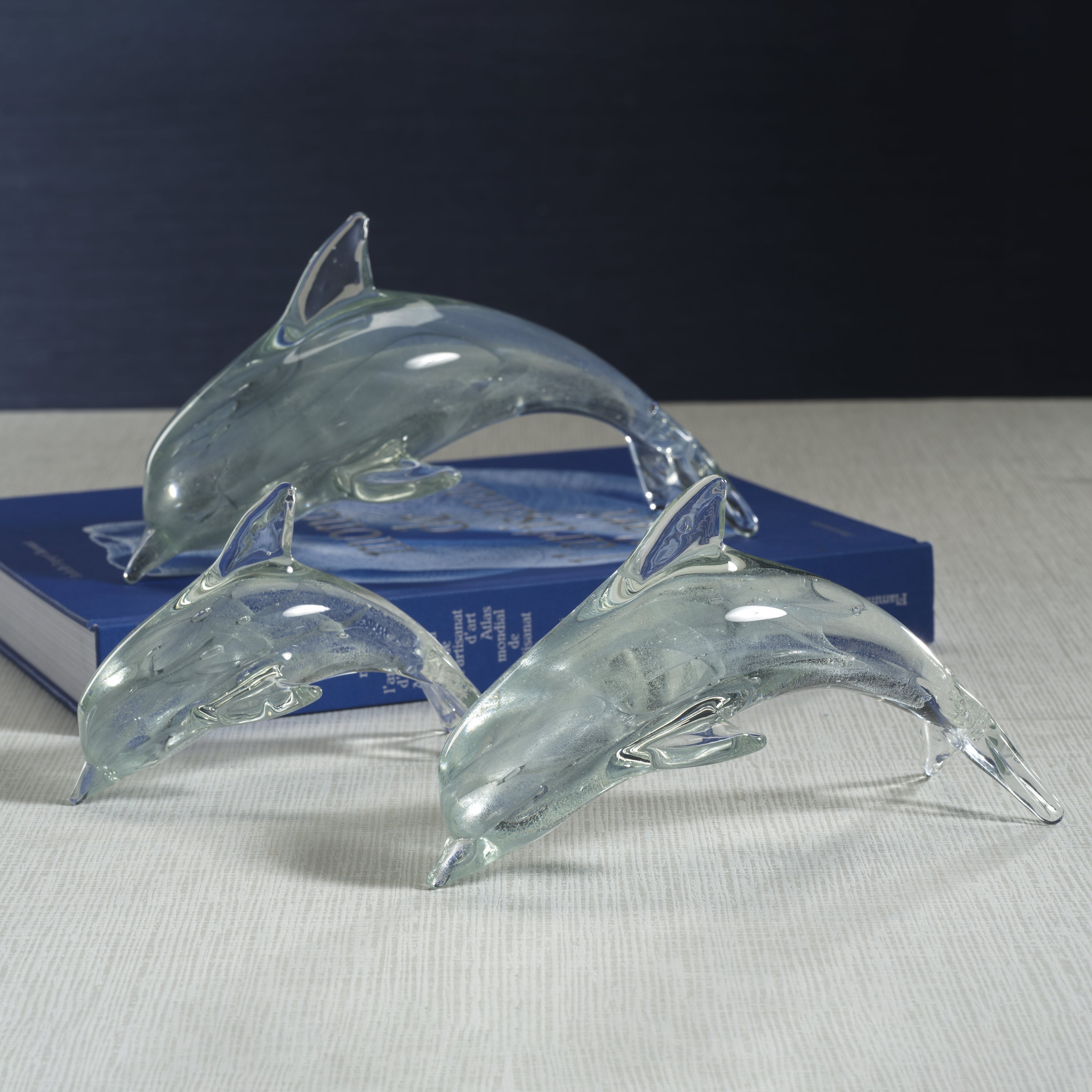 Zodax Home Decor Marinella Decorative Glass Dolphin - Gray - 10 in