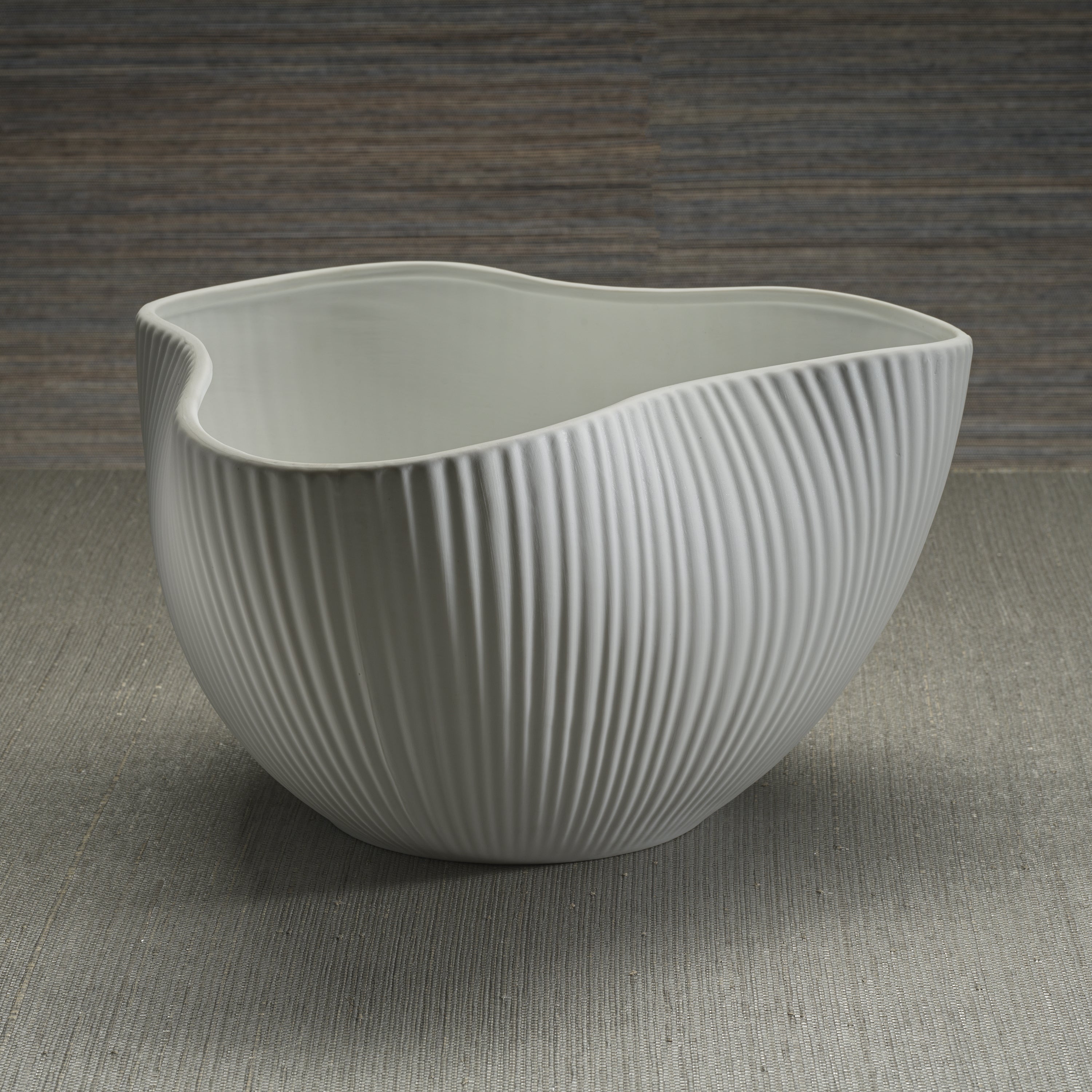 Zodax Home Decor Organic and Ribbed Ceramic Orchid Bowl - Matt White