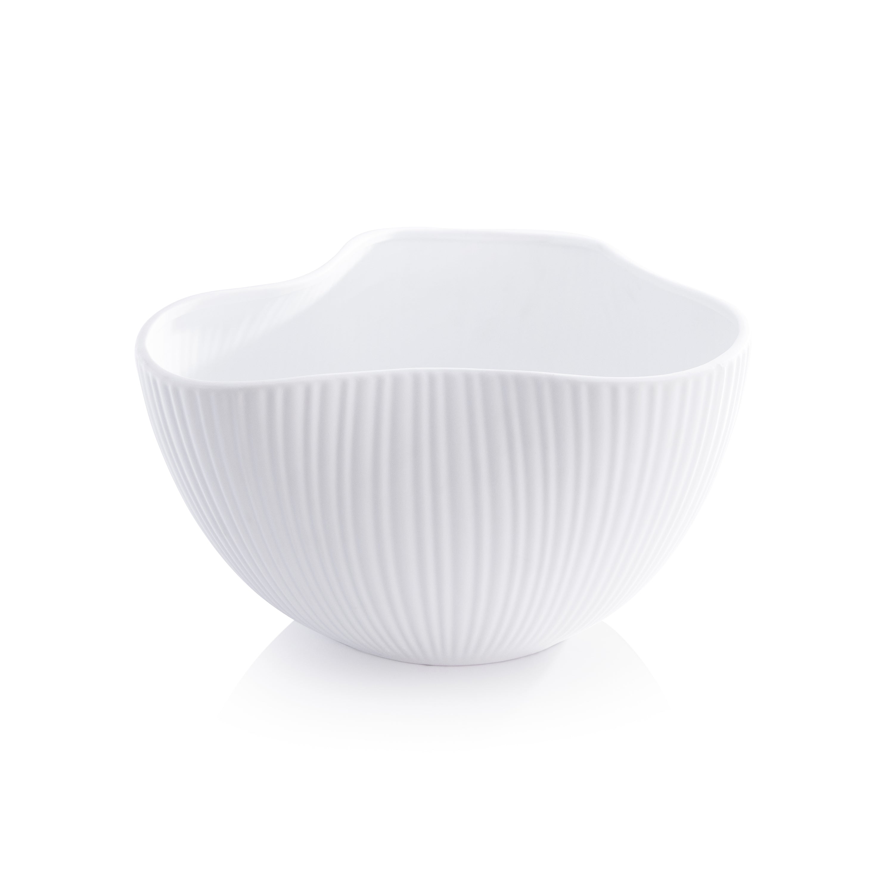 Zodax Home Decor Organic and Ribbed Ceramic Orchid Bowl - Matt White