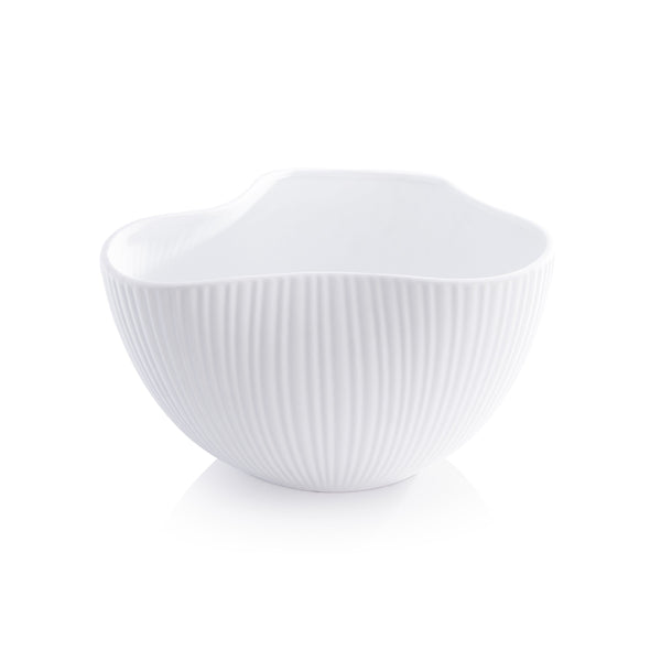 Zodax Home Decor Organic and Ribbed Ceramic Orchid Bowl - Matt White