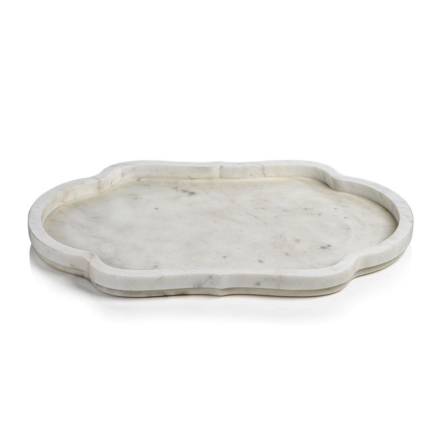 Zodax Furniture Pietre White Marble Tray-21" x 14.75"