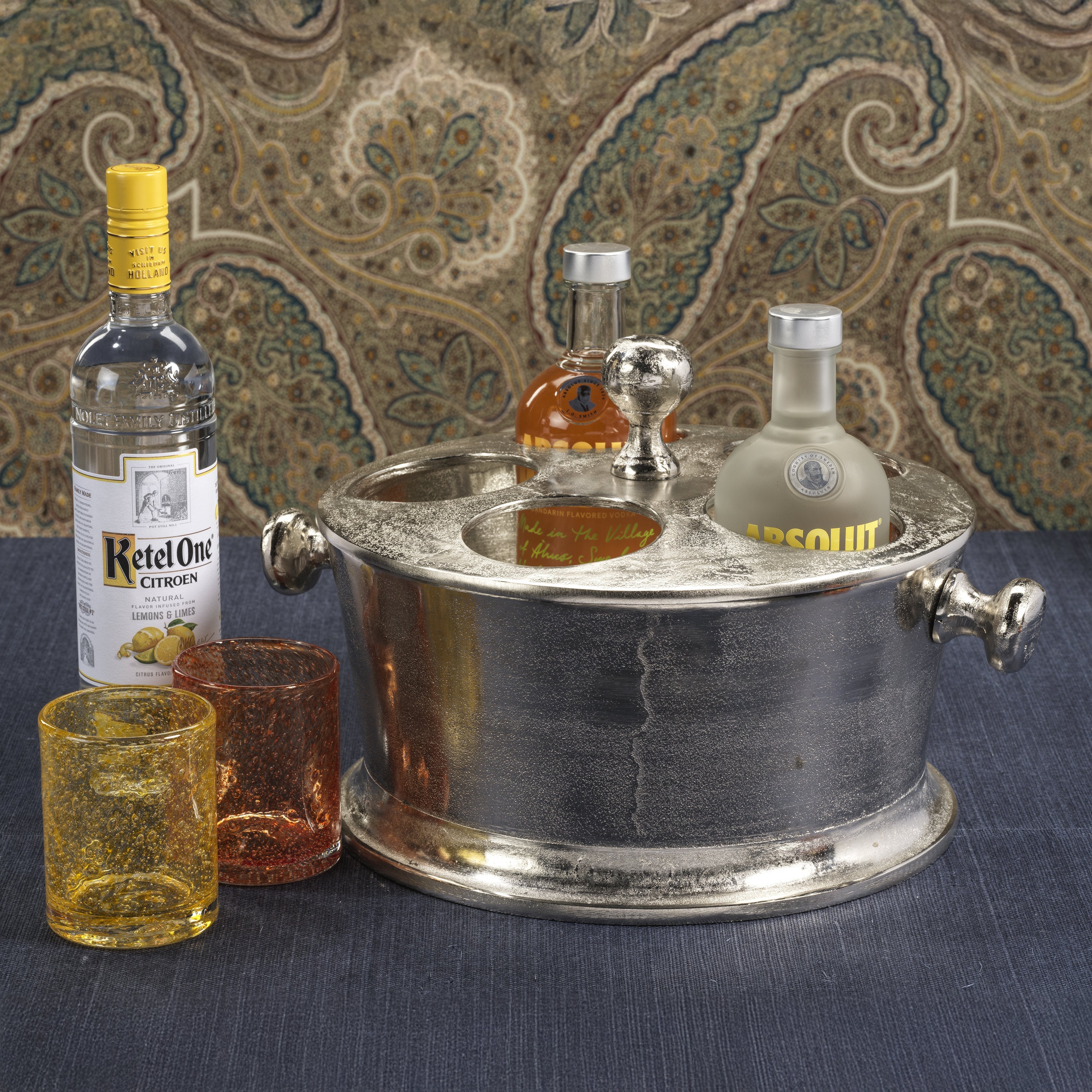 Zodax Home Decor Raw Aluminum Five Bottle Wine Holder - Nickel