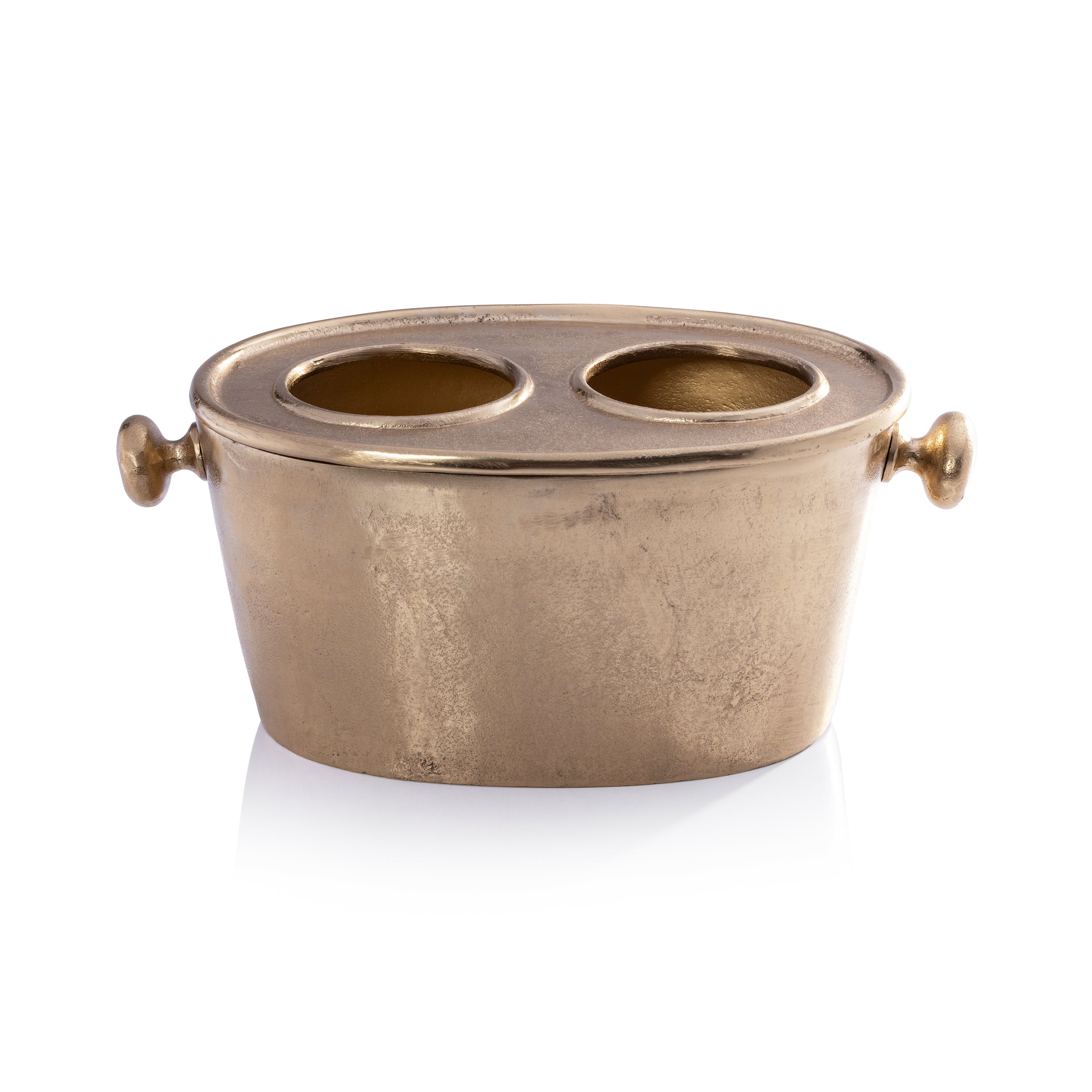 Zodax Home Decor Raw Aluminum Two Bottle Wine Holder - Gold