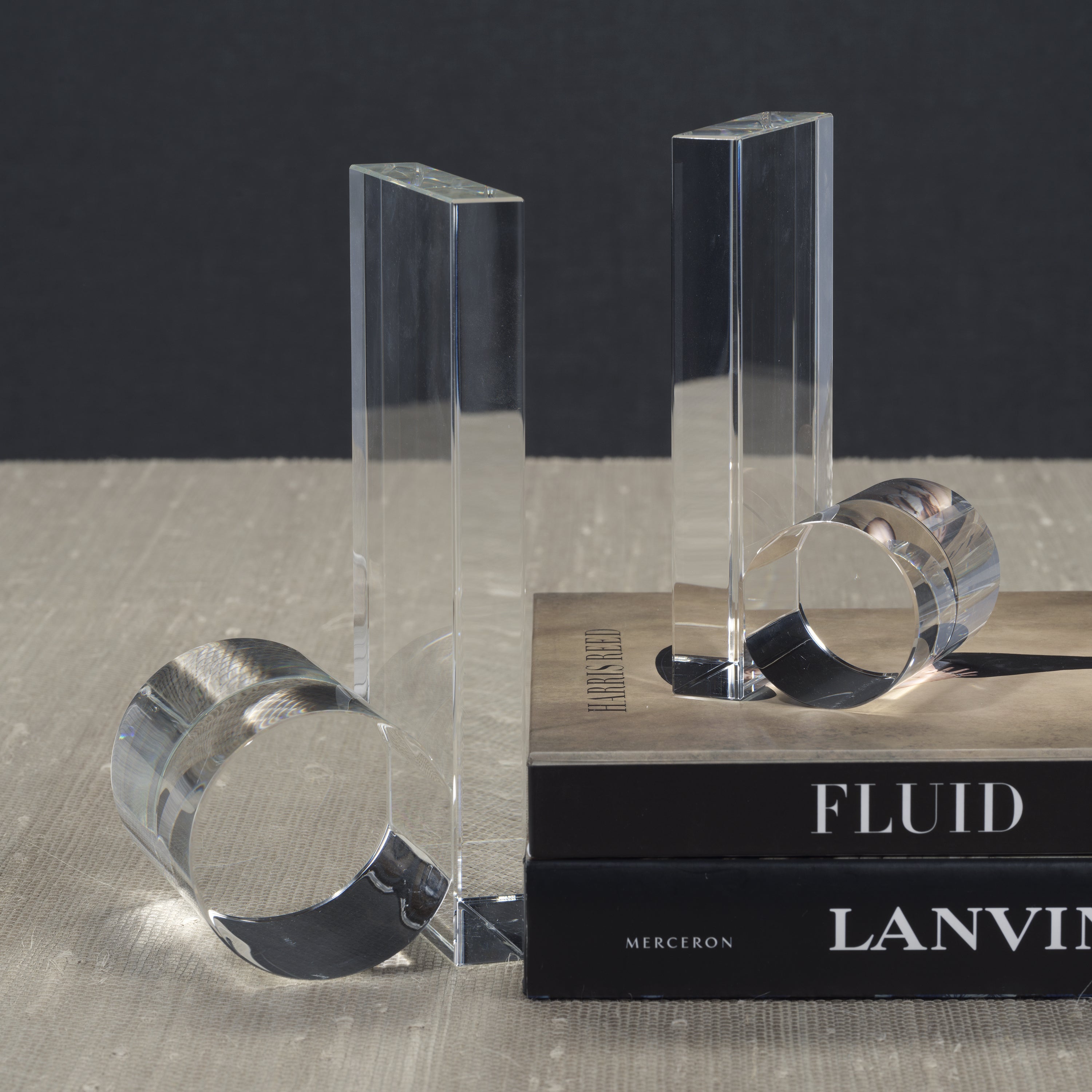 Zodax Home Decor Rolled Crystal Bookends - Set of Two - Clear