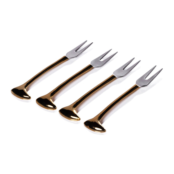 Zodax Giftware Sable Set of 4 Cheese and Cocktail Forks - Gold