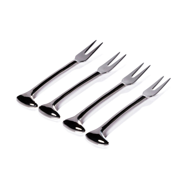 Zodax Giftware Sable Set of 4 Cheese and Cocktail Forks - Nickel