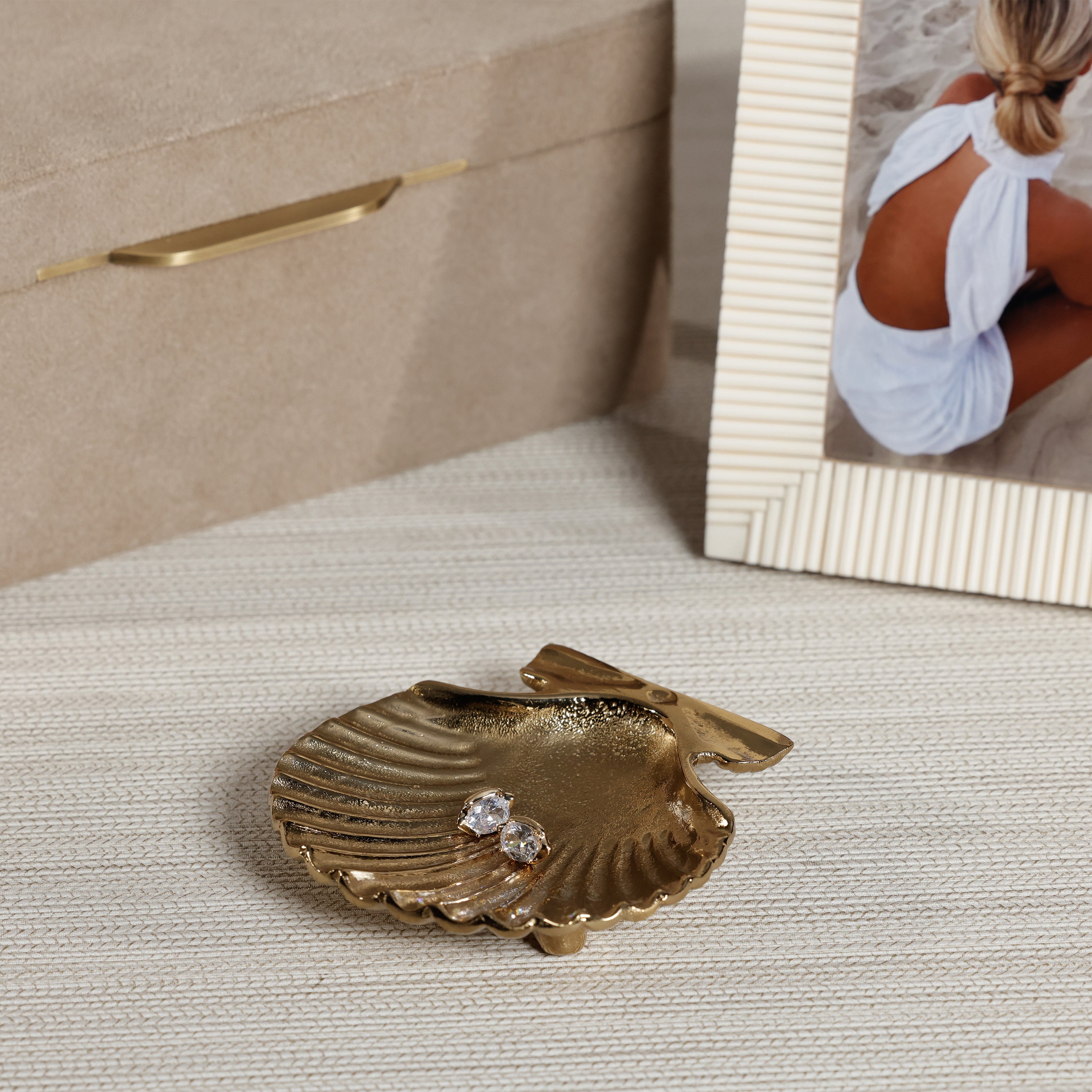 Zodax Giftware Sanibel Shell Tray- Raw Gold Aluminum