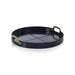 Zodax Furniture Savoy Leather with Brass Handles Round Tray 20"