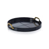 Zodax Furniture Savoy Leather with Brass Handles Round Tray 20"