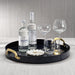 Zodax Furniture Savoy Leather with Brass Handles Round Tray 20"