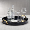 Zodax Furniture Savoy Leather with Brass Handles Round Tray 20"