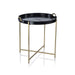 Zodax Furniture Savoy Leather with Brass Handles Round Tray on Stand
