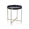 Zodax Furniture Savoy Leather with Brass Handles Round Tray on Stand