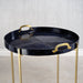 Zodax Furniture Savoy Leather with Brass Handles Round Tray on Stand