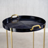 Zodax Furniture Savoy Leather with Brass Handles Round Tray on Stand