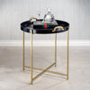 Zodax Furniture Savoy Leather with Brass Handles Round Tray on Stand
