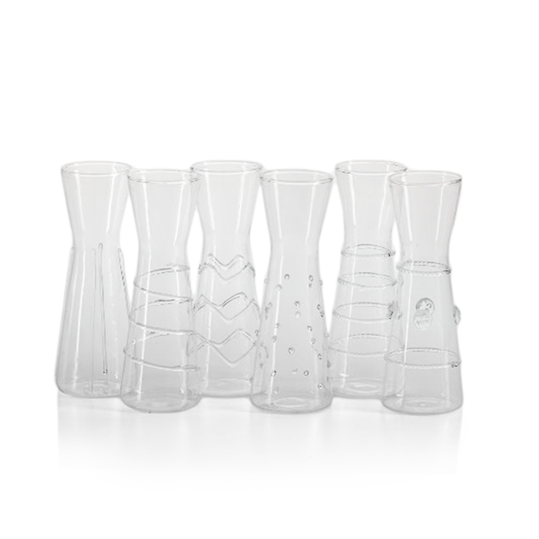 Zodax Serveware Six Assorted Design Individual Carafes