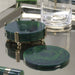 Zodax Home Decor Spiga Set of 4 Coasters on Stand - Gold with Green Accent
