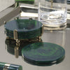 Zodax Home Decor Spiga Set of 4 Coasters on Stand - Gold with Green Accent