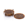 Zodax Home Decor Spiga Set of 4 Coasters on Stand - Nickel with Amber Accent