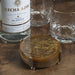 Zodax Home Decor Spiga Set of 4 Coasters on Stand - Nickel with Amber Accent
