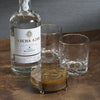 Zodax Home Decor Spiga Set of 4 Coasters on Stand - Nickel with Amber Accent