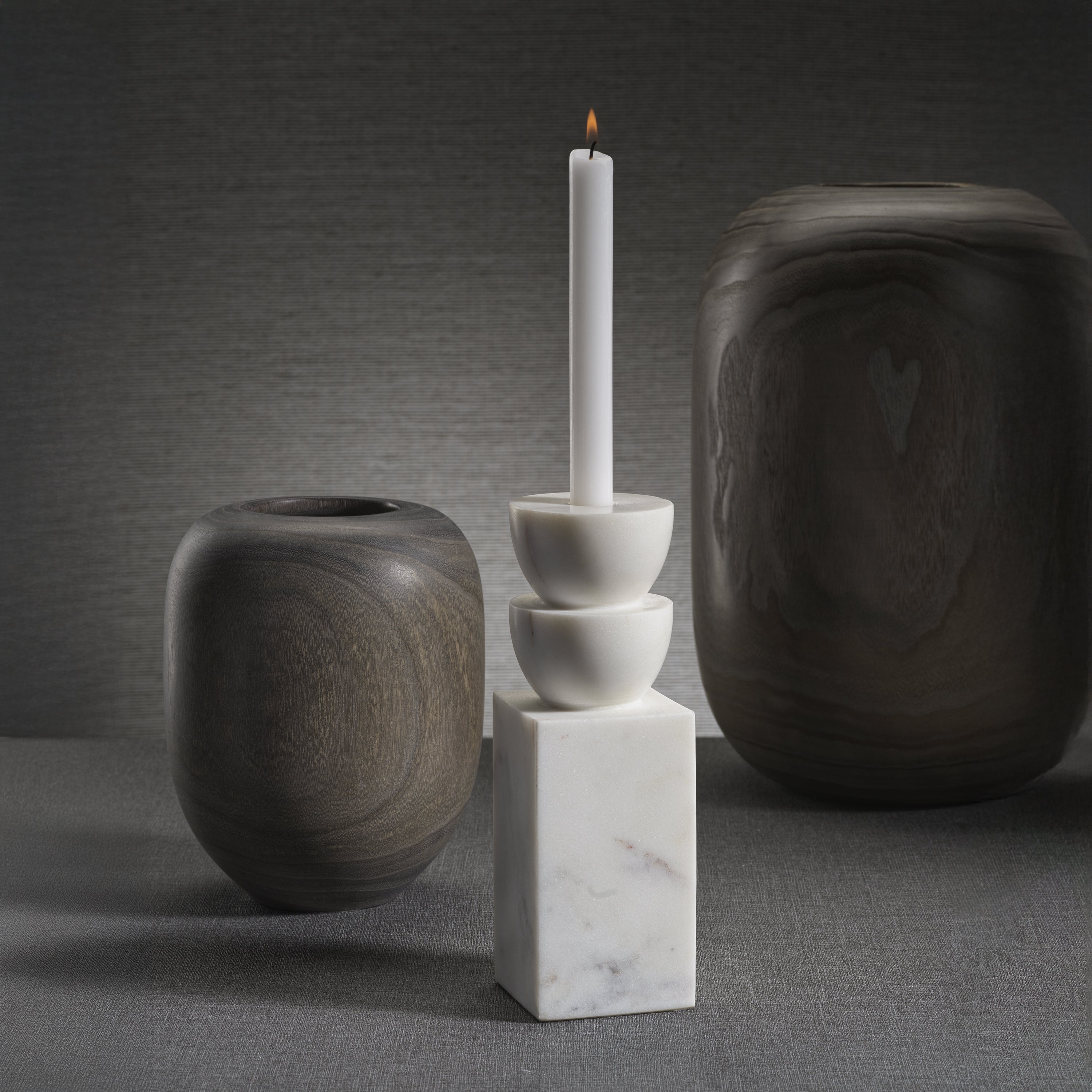 Zodax Home Decor Stacked Design Marble Candle Holder