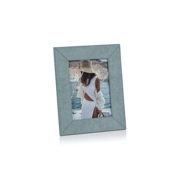Zodax Picture Frames Suede Lux Photo Frame - Côte d'Azur Blue - 5" x 7"