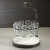 Zodax Home Decor Tequilero 10 Shot Tequila Set with Marble Cutting Board - Dark Bronze