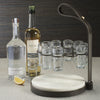 Zodax Home Decor Tequilero 10 Shot Tequila Set with Marble Cutting Board - Dark Bronze