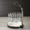 Zodax Home Decor Tequilero 10 Shot Tequila Set with Marble Cutting Board - Dark Bronze
