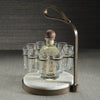 Zodax Home Decor Tequilero 10 Shot Tequila Set with Marble Cutting Board - Gold
