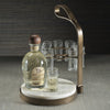 Zodax Home Decor Tequilero 10 Shot Tequila Set with Marble Cutting Board - Gold