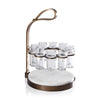 Zodax Home Decor Tequilero 10 Shot Tequila Set with Marble Cutting Board - Gold