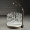 Zodax Home Decor Tequilero 10 Shot Tequila Set with Marble Cutting Board - Gold