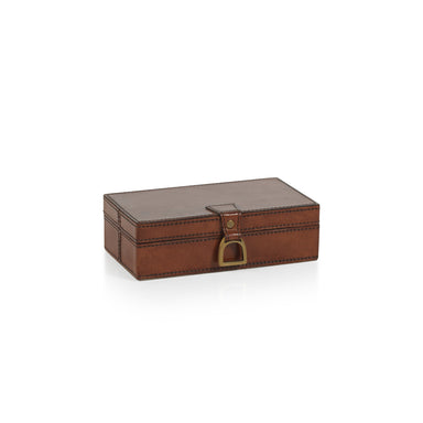 Zodax Home The Connaught Leather Box, Rectangular 8" x 4.5" x 2.5"