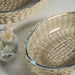 Zodax Home Decor The Palmier Oval Glass Bowl in Woven Rattan Basket - Large
