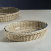 Zodax Home Decor The Palmier Oval Glass Bowl in Woven Rattan Basket - Small