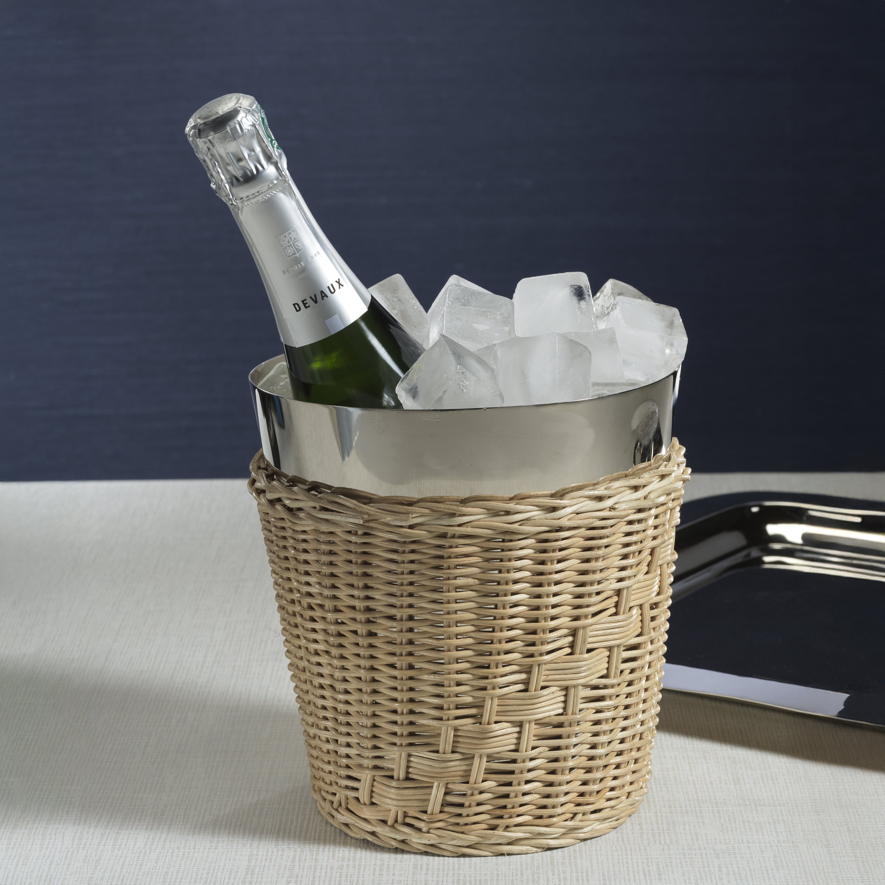 Zodax Home Decor The Palmier Wine / Champagne Bucket - Woven Rattan and Stainless Steel