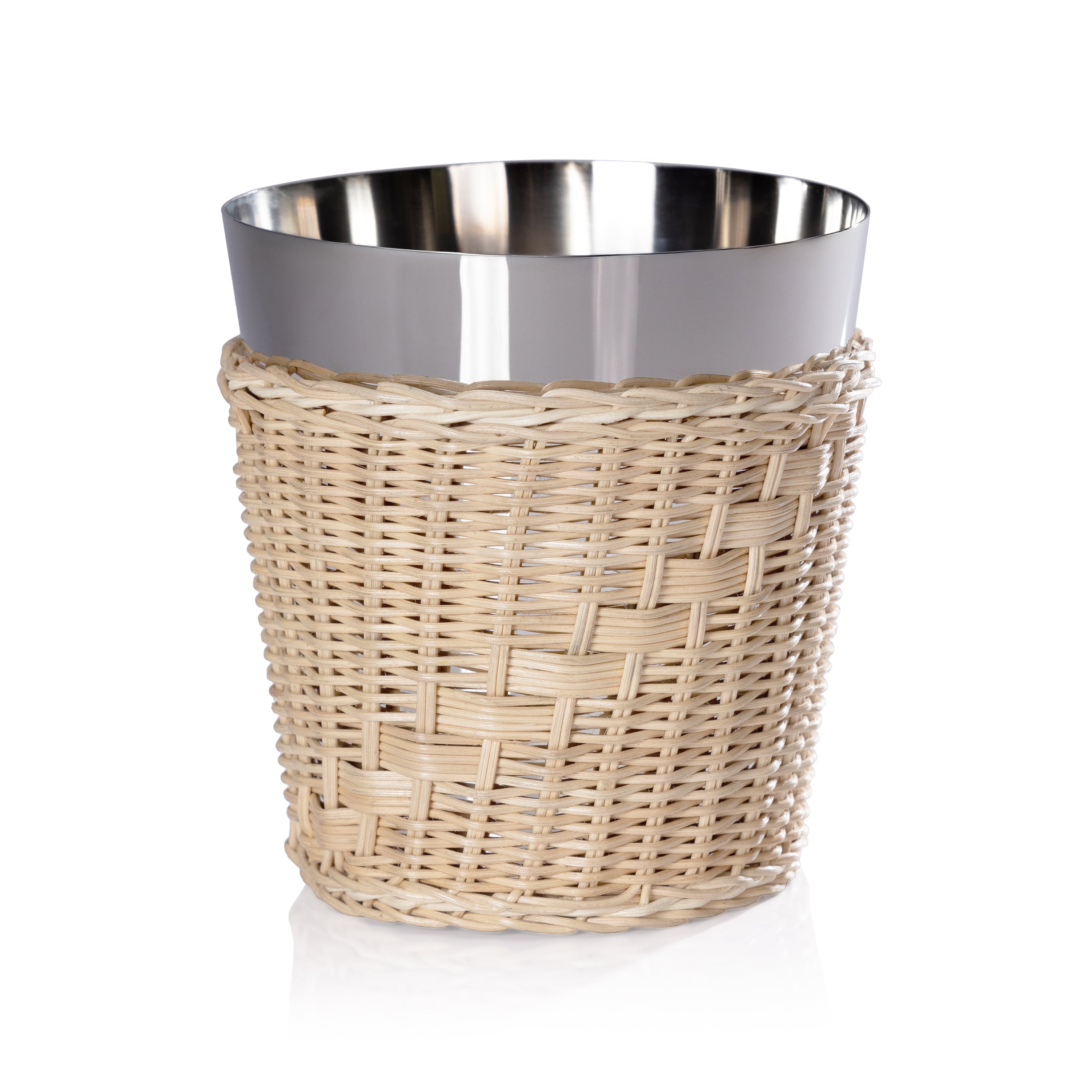 Zodax Home Decor The Palmier Wine / Champagne Bucket - Woven Rattan and Stainless Steel