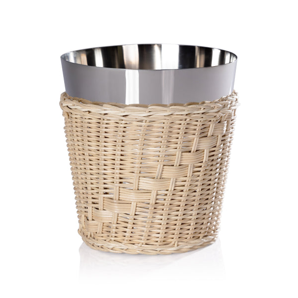Zodax Home Decor The Palmier Wine / Champagne Bucket - Woven Rattan and Stainless Steel