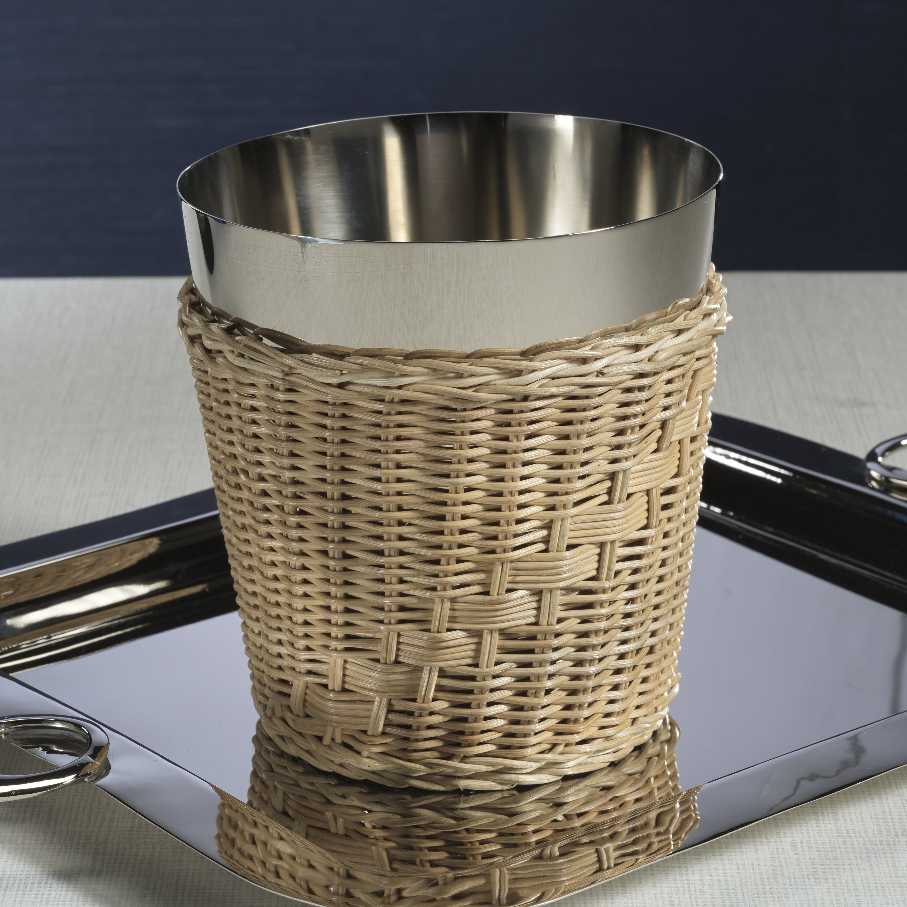 Zodax Home Decor The Palmier Wine / Champagne Bucket - Woven Rattan and Stainless Steel