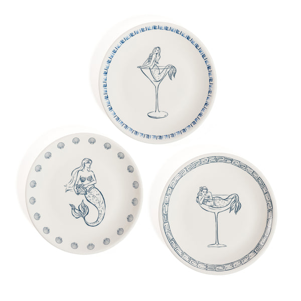 Zodax Giftware The Salty Mermaid  Bar / Appetizer Plates- 3 Assorted Designs