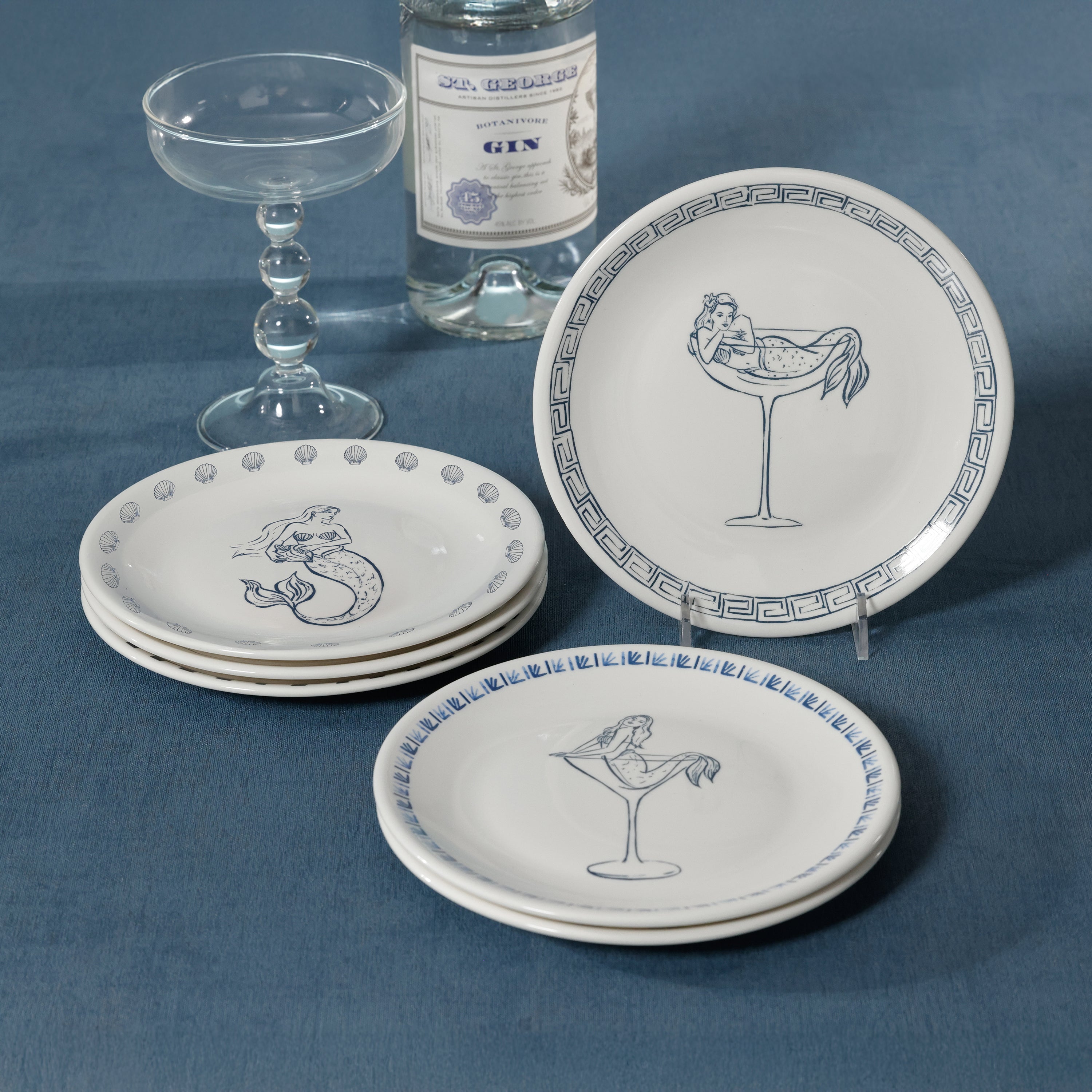 Zodax Giftware The Salty Mermaid  Bar / Appetizer Plates- 3 Assorted Designs
