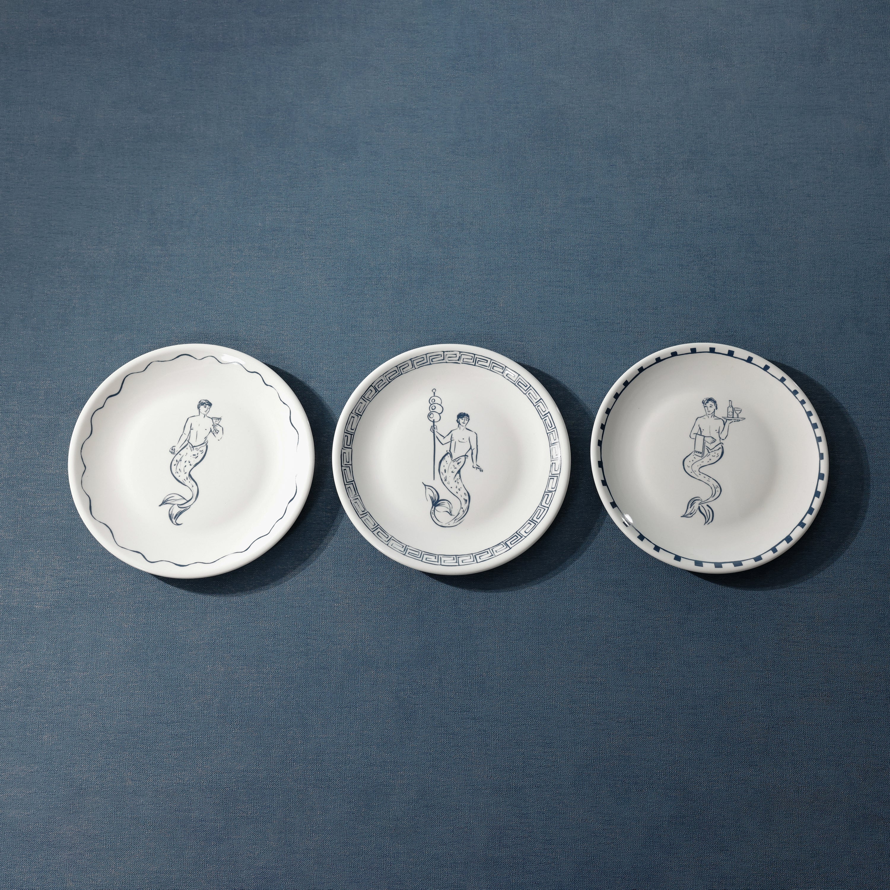 Zodax Giftware The Salty Merman Bar / Appetizer Plates- 3 Assorted Designs